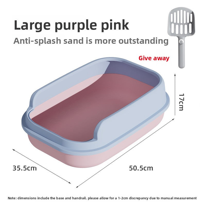 Semi-Enclosed Cat Litter Box with High Walls and Easy Access