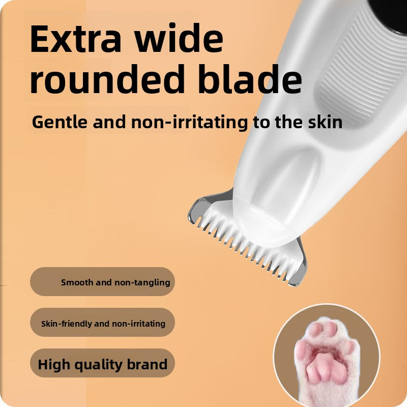 Mini Pet Paw Hair Trimmer with Rounded Blade, Quiet Rechargeable