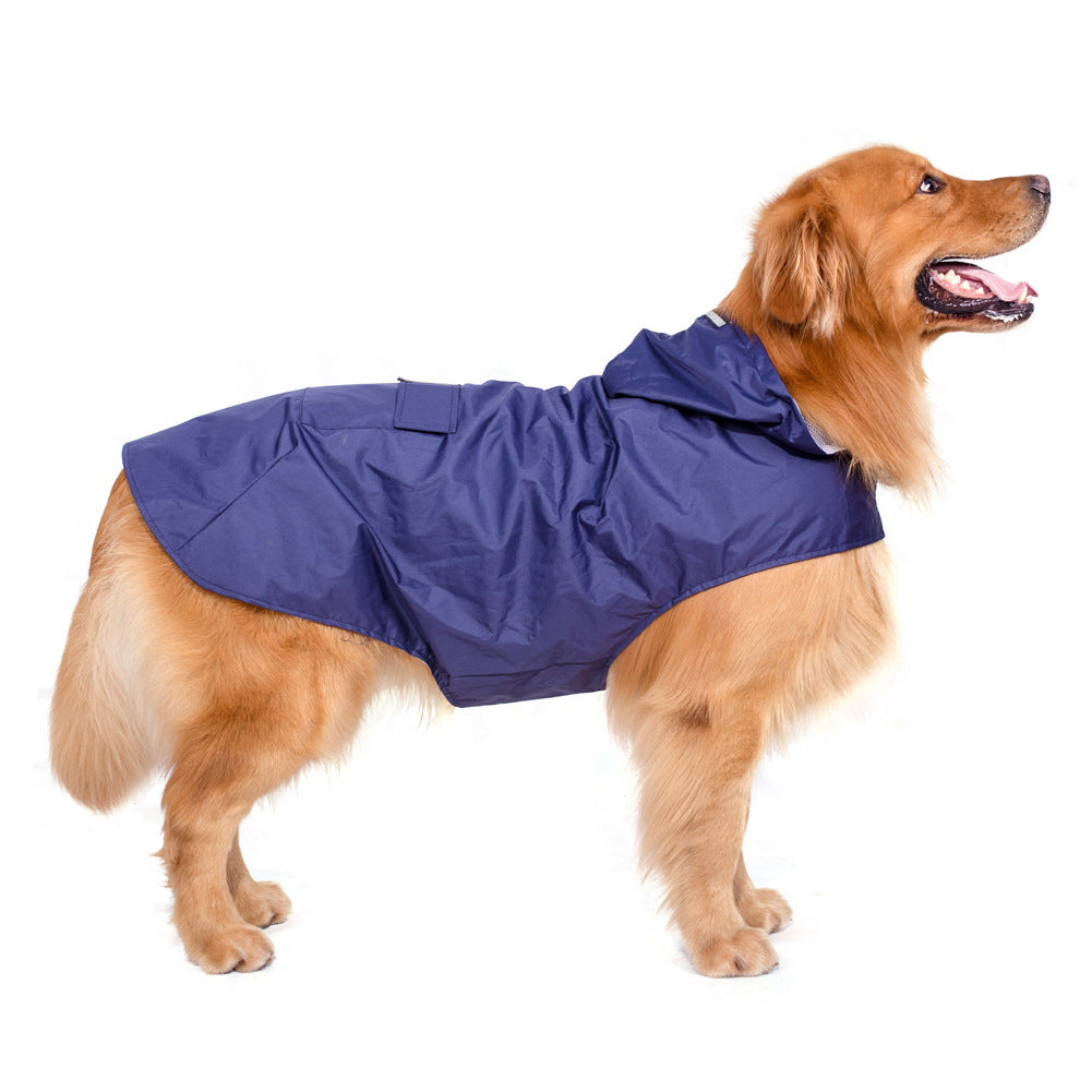 Hooded reflective nylon rain poncho for large dogs, product image 1