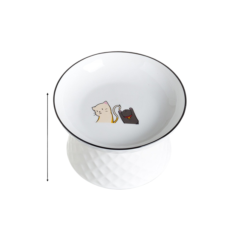 Raised Ceramic Cat Bowl, Elevated Feeding Dish