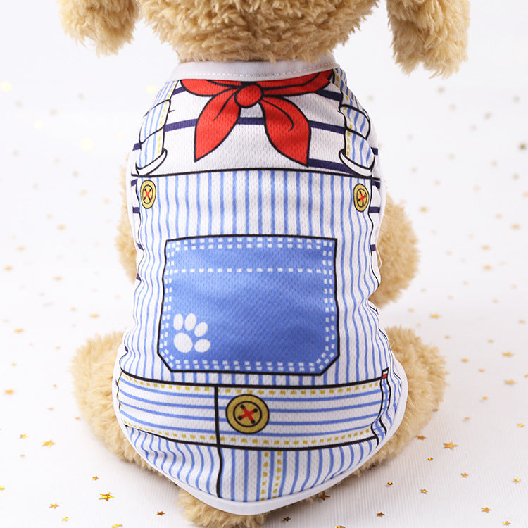 Breathable mesh summer pet vest for dogs and cats in Yellow Scarf, material detail