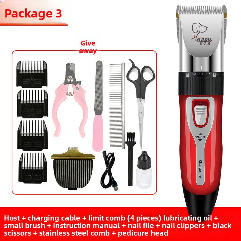USB Rechargeable Pet Hair Clipper with Ceramic Blade and 4 Combs