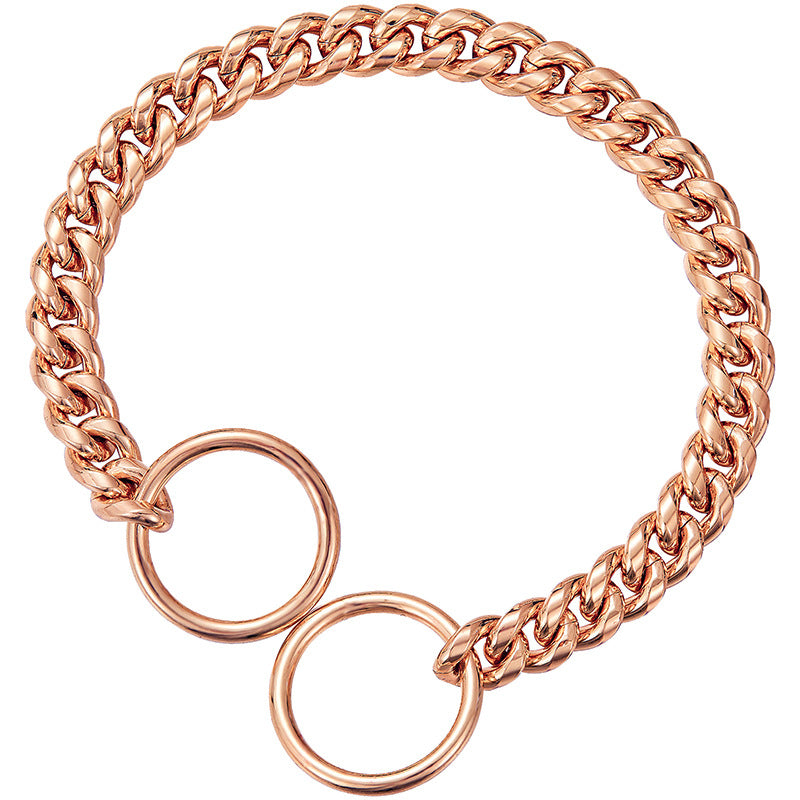 Cuban link stainless steel chain dog collar, available from Pet Royale UK