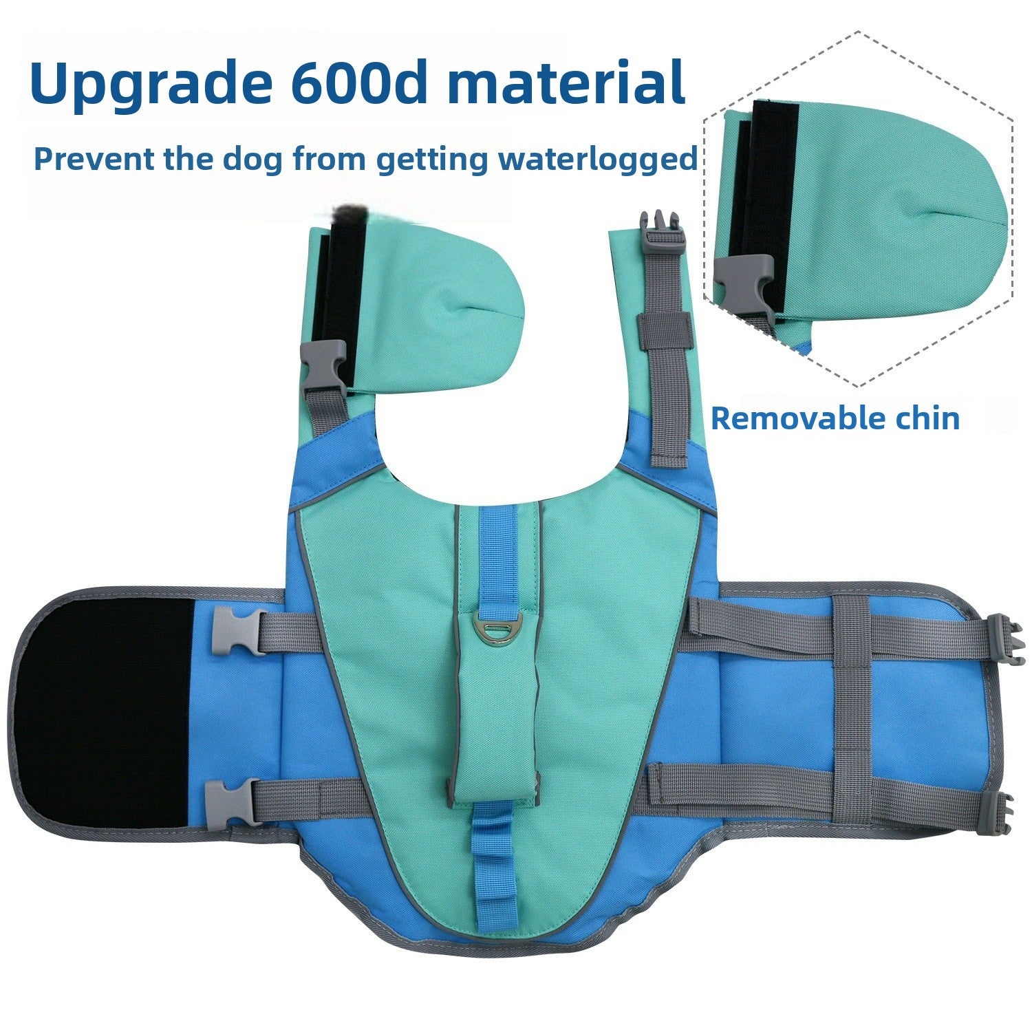 Reflective two-tone dog life jacket for swimming and boating, product image 4