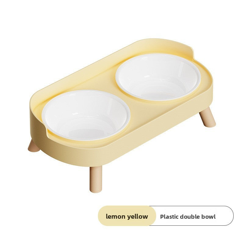 Anti-Spill Double Pet Bowl in Stainless Steel, Plastic or Ceramic with Raised Stand