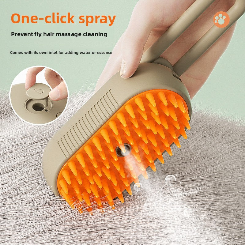 Electric Steam and Spray Pet Brush with Soft Massage Bristles