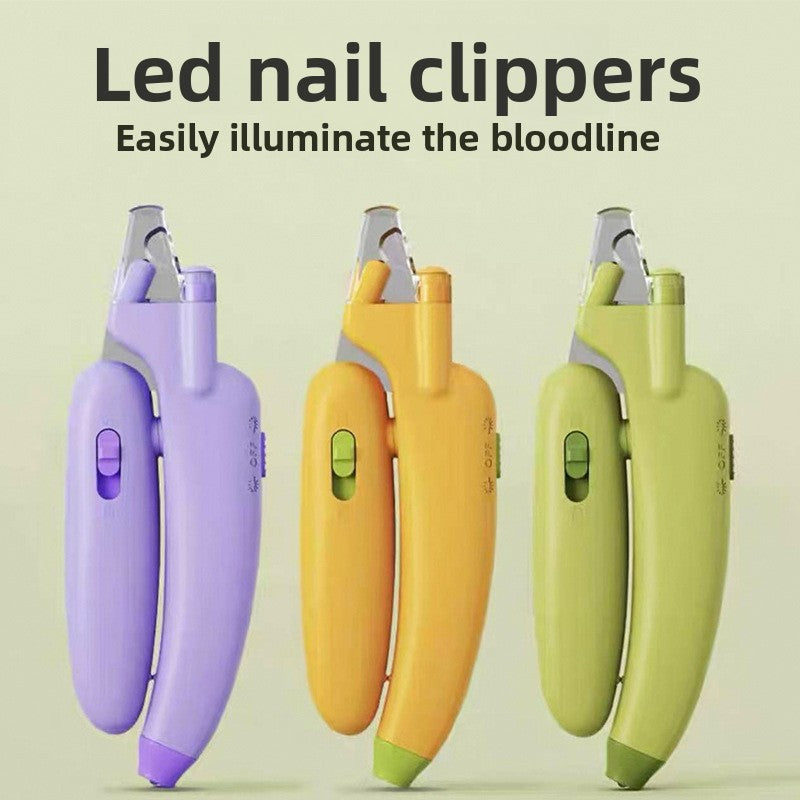 Banana Shaped LED Pet Nail Clipper with Safety Guard