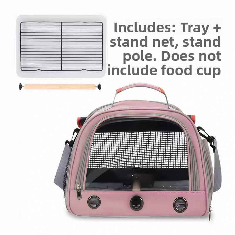 Green breathable bird carrier shoulder bag with mesh windows, view 15