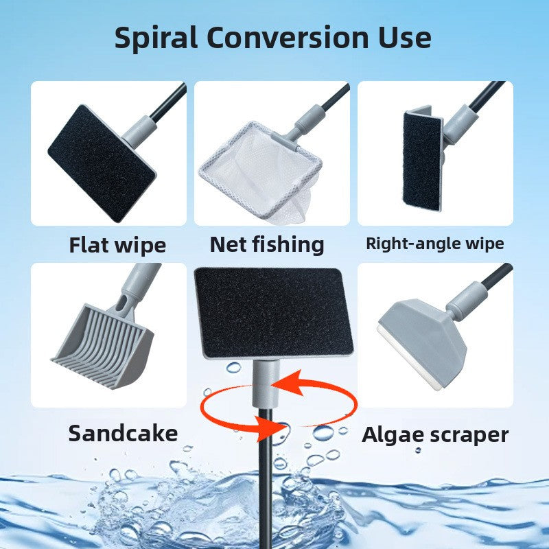 Fish Tank Cleaning Kit with Brush, Algae Scraper and Net