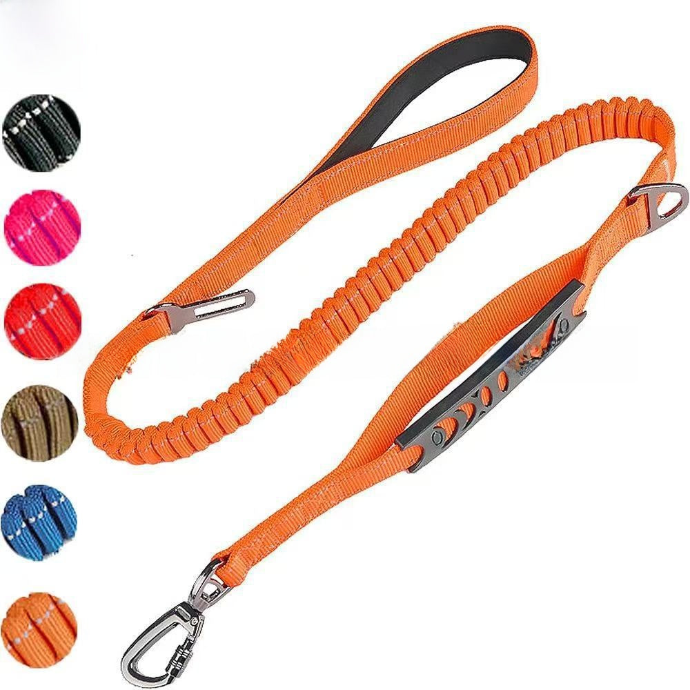 Nylon dog lead with car seat belt clip for large dogs, ideal for everyday use