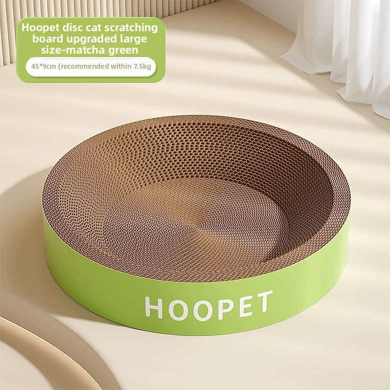 Oval corrugated cat scratching board bed in matcha green, view 10 of 11