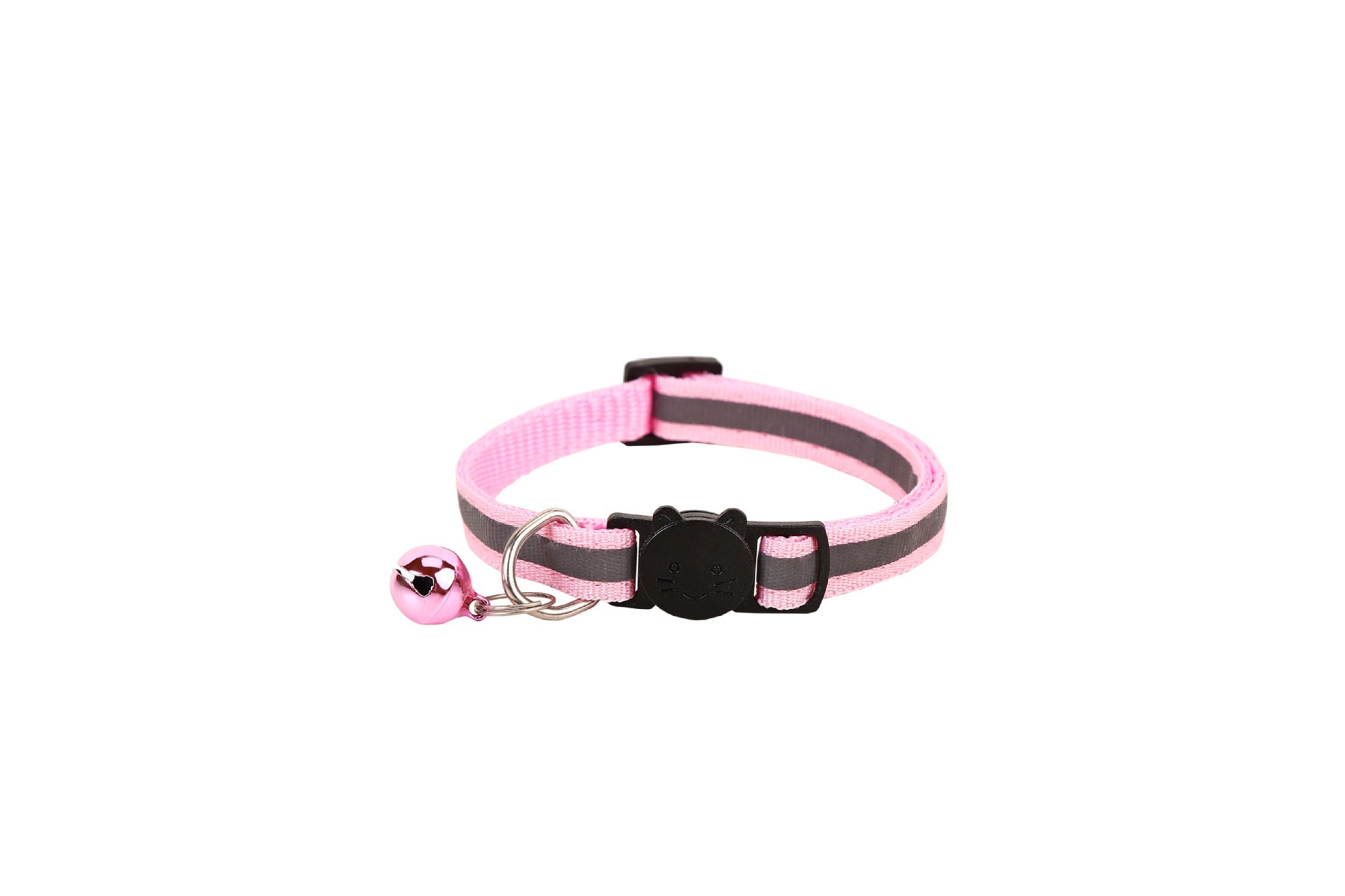 Reflective breakaway cat collar with silicone AirTag holder sleeve and bell, view 9