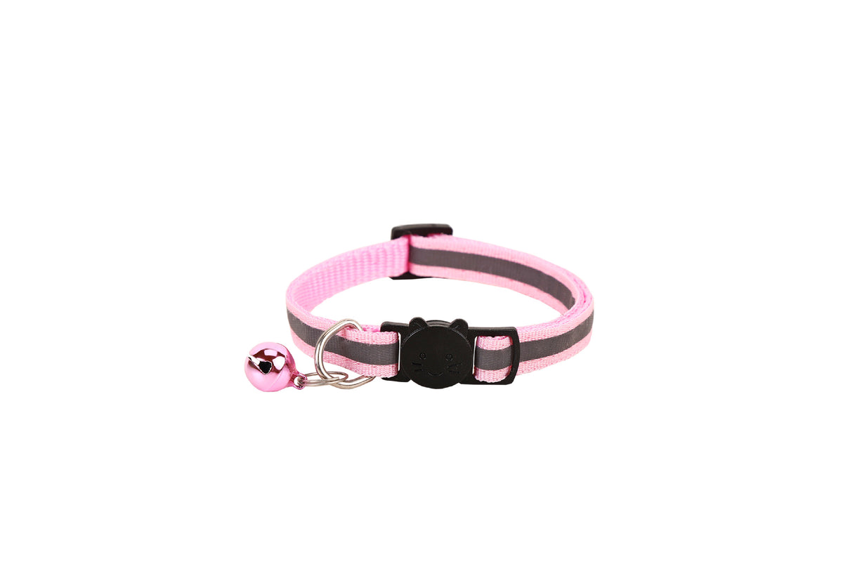 Reflective breakaway cat collar with silicone AirTag holder sleeve and bell, view 9