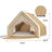 Solid wood enclosed cat tent with sisal scratching pad, view 7