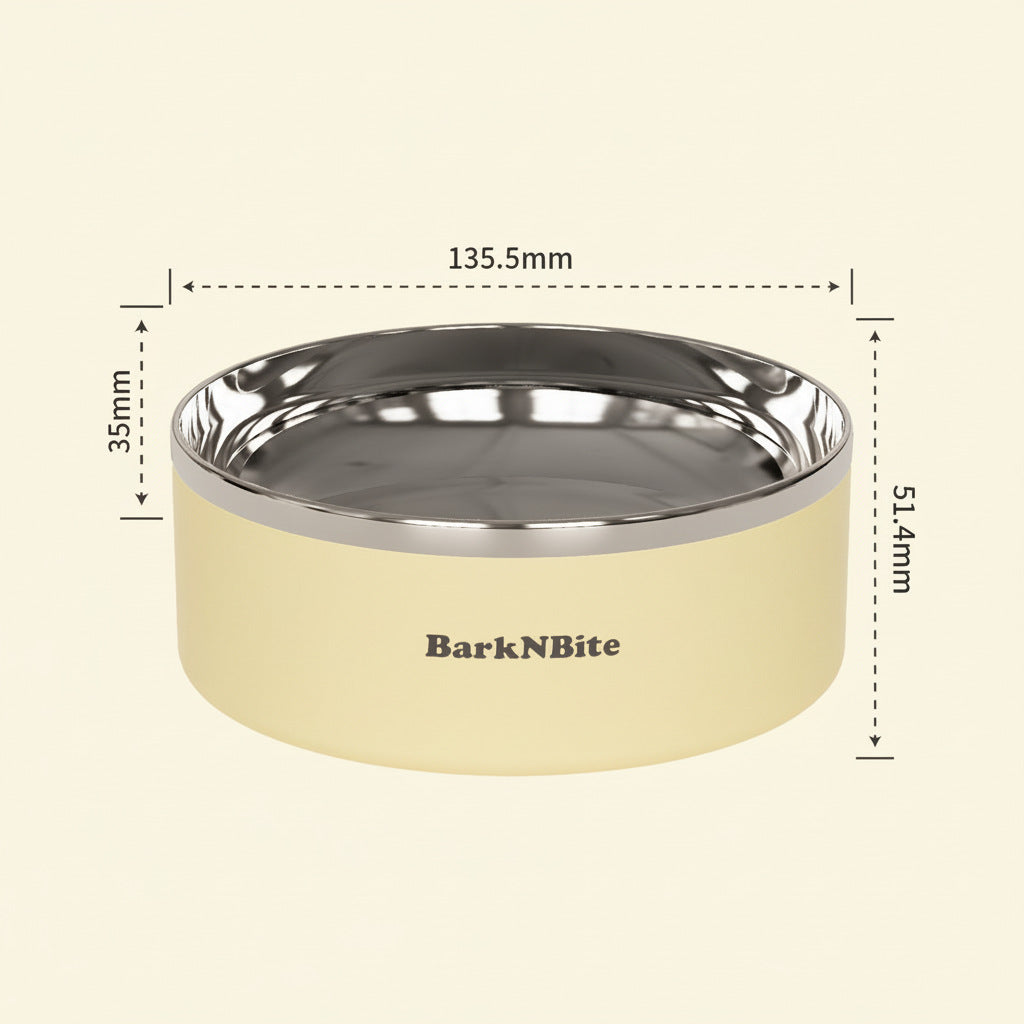 Stainless Steel Inner Slow Feeder Bowl with Weighted Anti-Spill Base for Small Pets