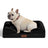 Medium dog lying on a black memory foam sofa bed