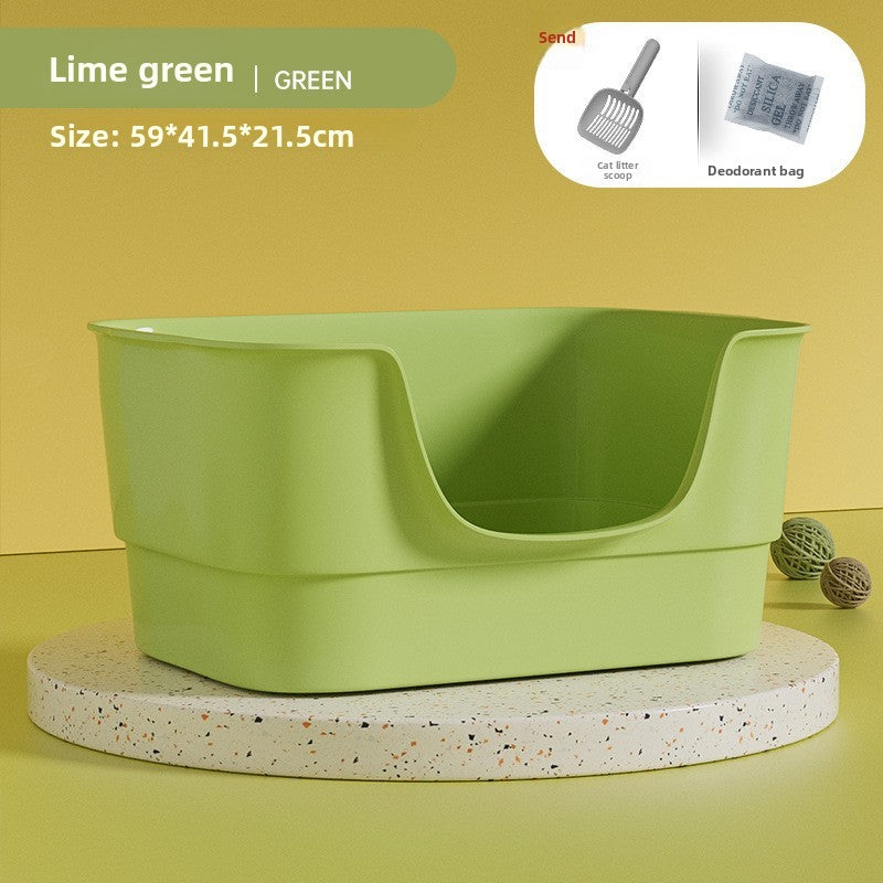 Extra Large Semi-Enclosed Cat Litter Box with Scoop, Thick PP