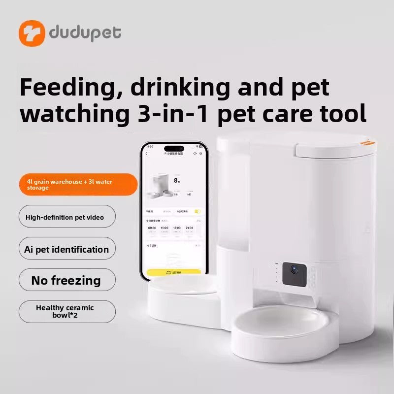 Smart Automatic Pet Feeder with Camera, Water Dispenser and Wi-Fi App Control