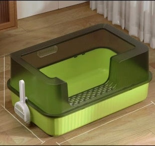 Open Top Cat Litter Box with Tall Splash-Proof Sides