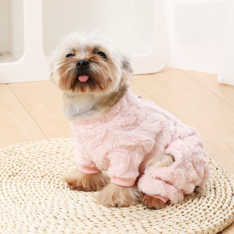 Fleece lined cable knit dog jumpsuit, available in 12 colours, image 4