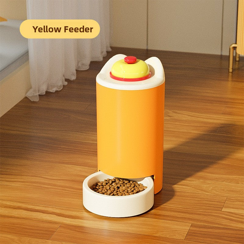 Automatic Gravity Pet Food Feeder and Water Dispenser in Yellow, Blue or Pink with Bell