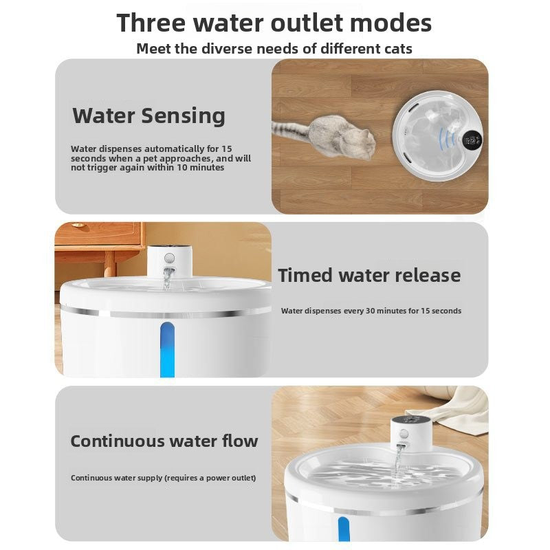 Automatic Pet Water Dispenser with Smart Sensor, Wireless Battery Options and Easy Clean