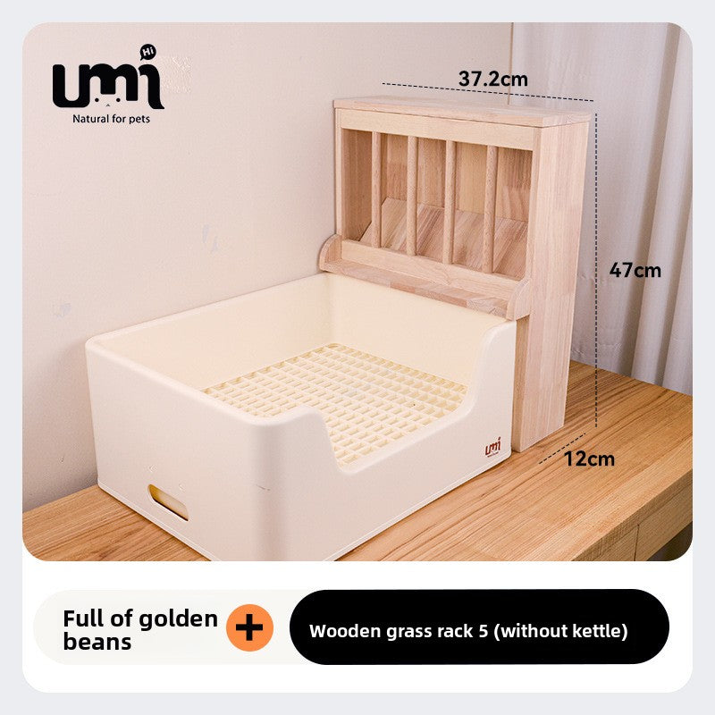 Three-part rabbit toilet set in white, product detail photo