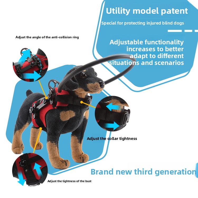 Adjustable blue pet bumper ring harness in polyester, product image 2