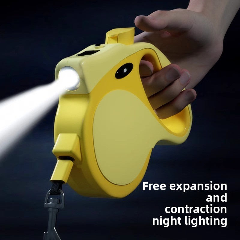 Retractable dog lead with LED light, shown in 11 colours and styles