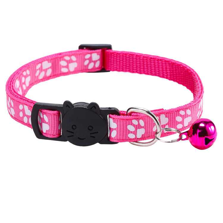 Colourful paw print cat collar with little bell, product image 5