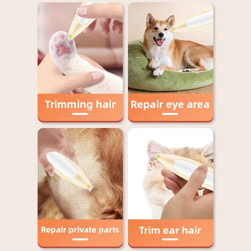 Silent LED Pet Hair Trimmer with Safety Guard for Dogs and Cats