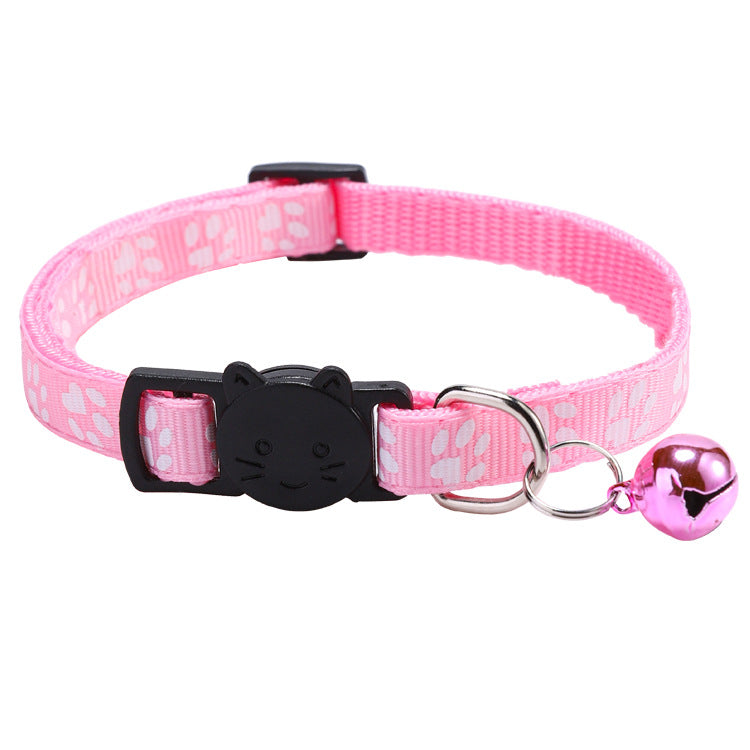 Colourful paw print cat collar with little bell, product image 2