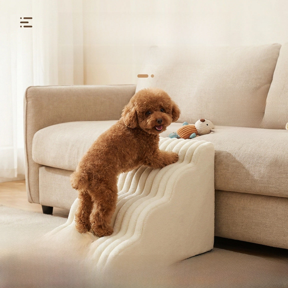 Washable suede foam pet stairs, main product photo