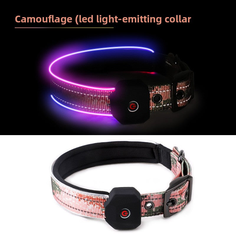 Rechargeable LED dog collar with reflective strip glowing, product image 13