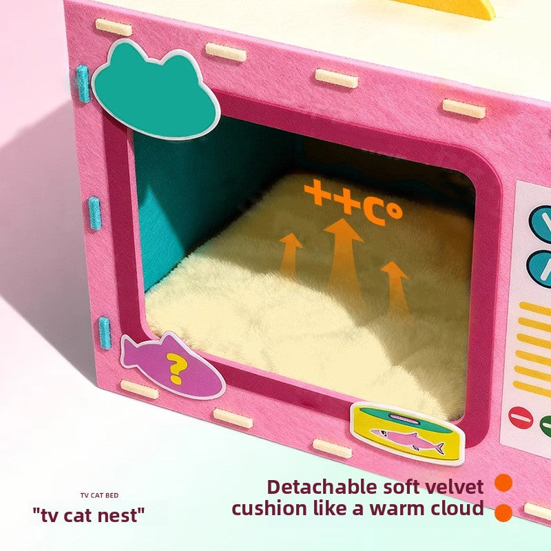 Felt cat nest shaped like a retro TV, view 4