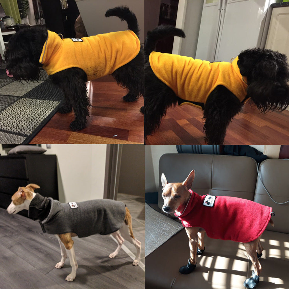 Reversible polar fleece dog vest for winter warmth in Light Green, side view