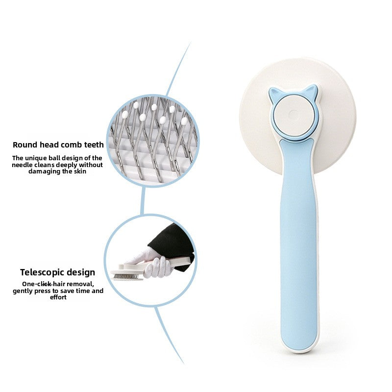 Self-Cleaning Fine-Tooth Comb with Cat Head Design for Dogs and Cats