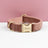 Soft pink velvet dog collar with decorative butterfly buckle