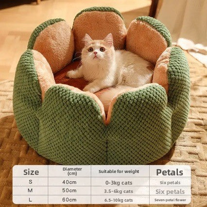 Green cactus shaped flannel cat bed, view 1