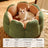 Green cactus shaped flannel cat bed, view 1
