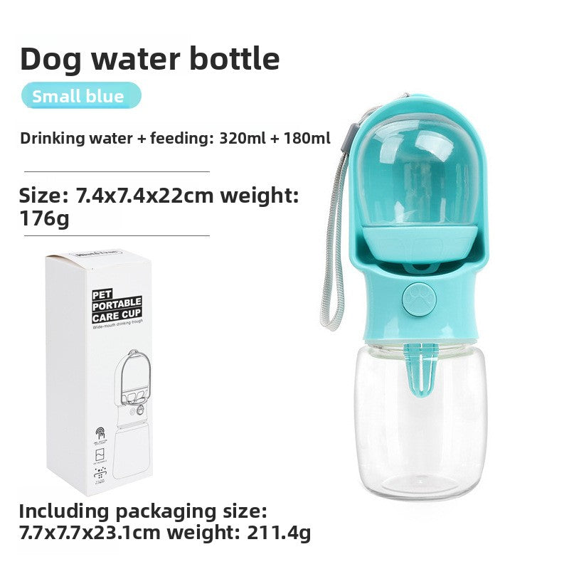 Portable Dog and Cat Outdoor Water Bottle with Feeding Area, Leak-Proof, 320ml or 500ml