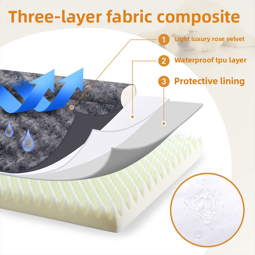 U-shaped velvet dog sofa bed with bolster, detail photo 3
