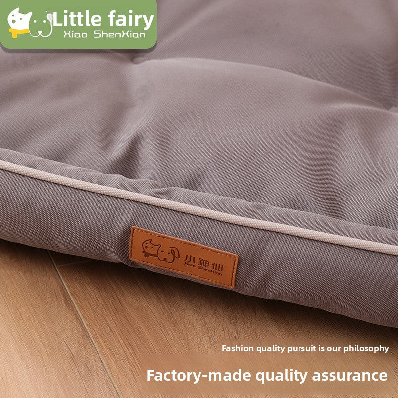 Waterproof 600D Oxford dog bed with summer mat, alternative angle view
