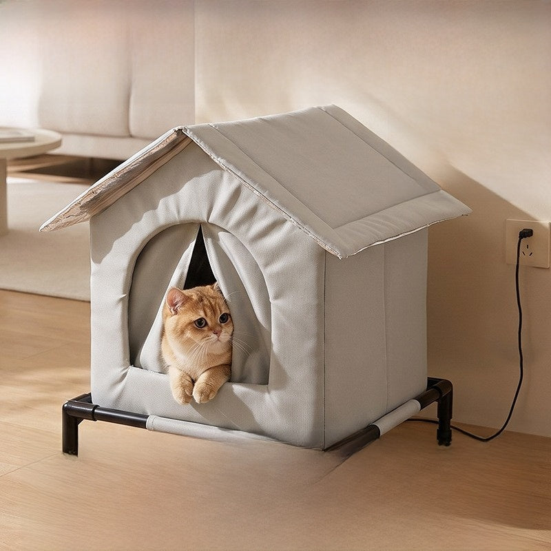 Warm outdoor pet tent with cushion, detail and texture view