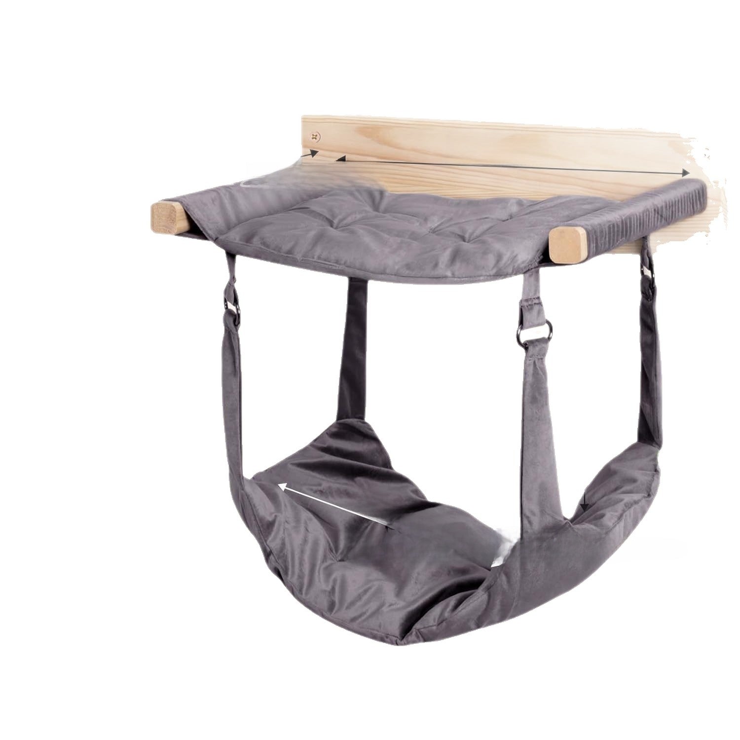 Wooden two-tier cat bed with hanging hammock, product image 2