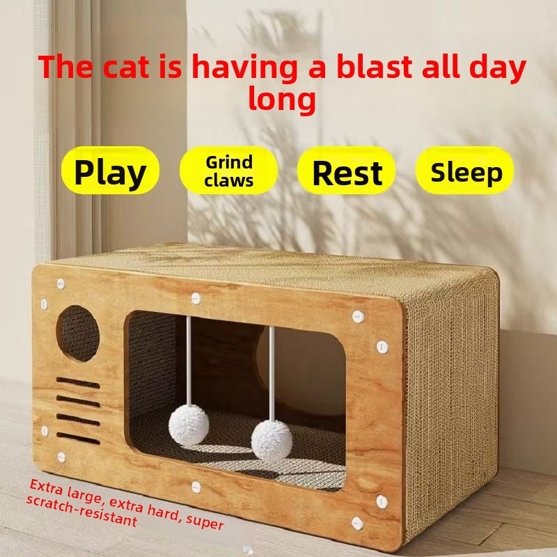 Double layer corrugated cardboard cat scratcher house and lounger, photo 2