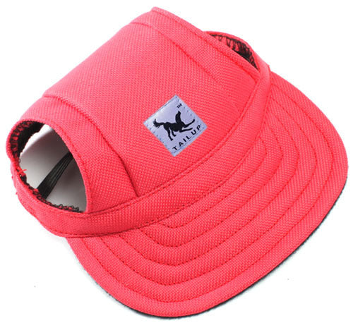 Canvas dog baseball cap for sun protection in Orange, in a home setting