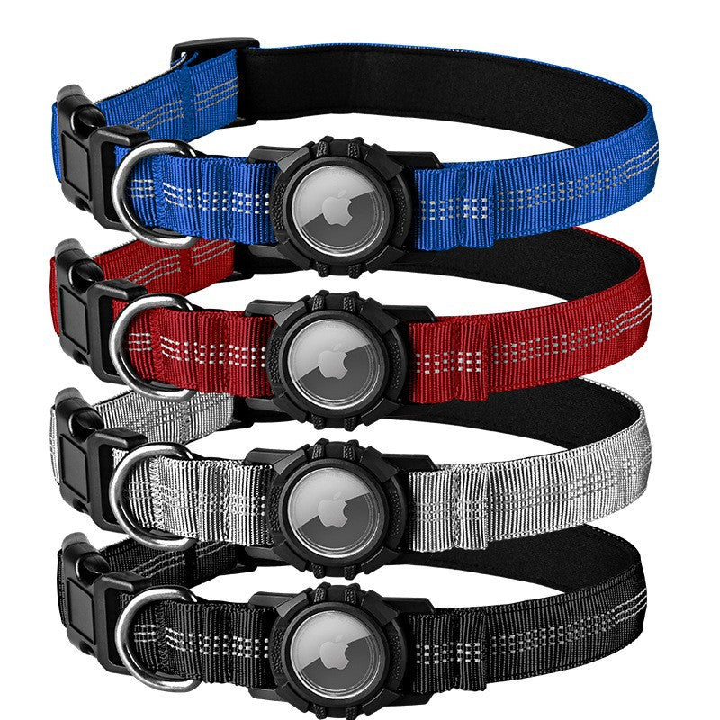 Nylon dog collar with waterproof AirTag holder case, tag not included, product image 5
