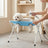 Foldable stainless steel dog washing station in blue for home grooming