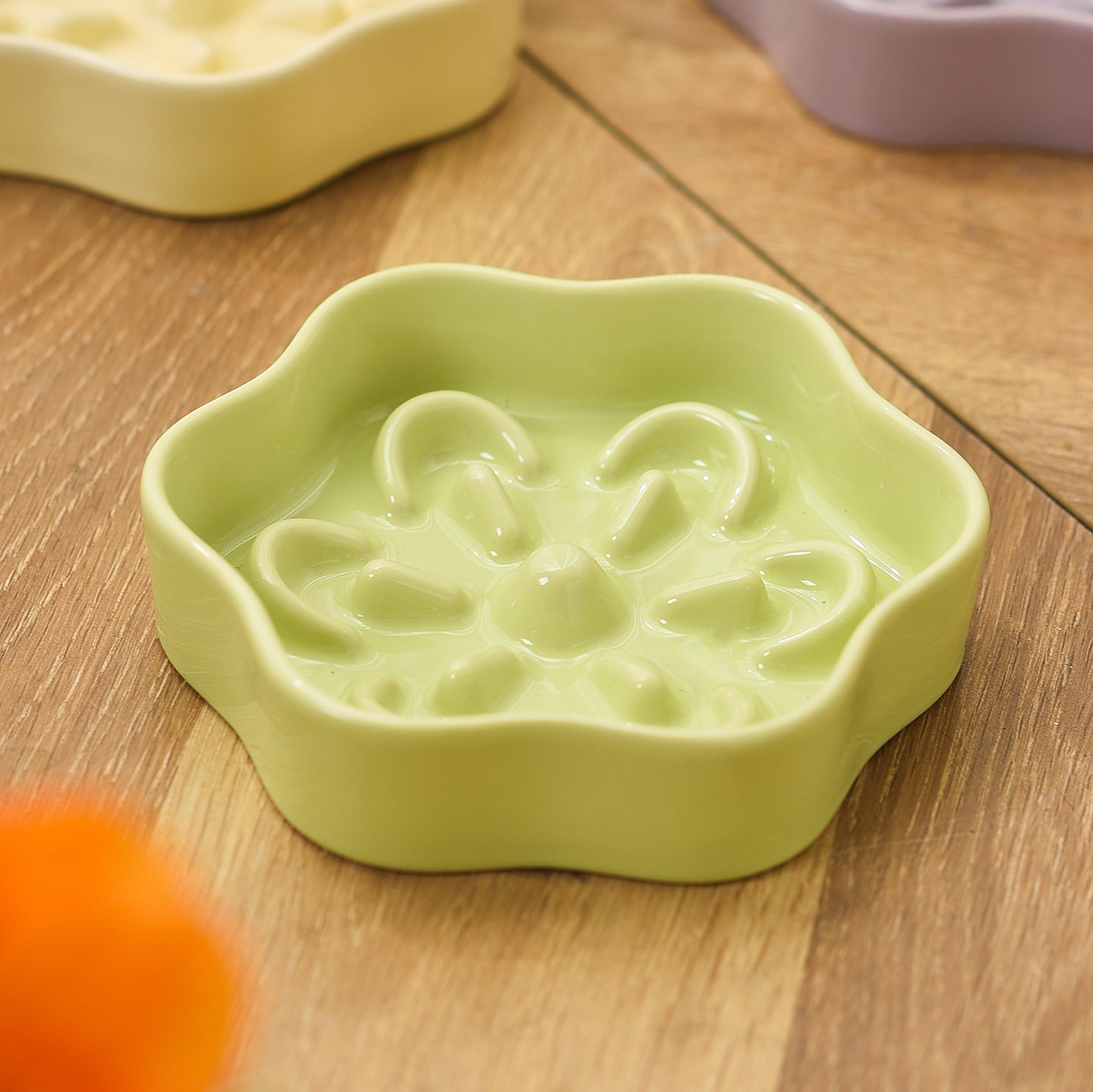 Flower Shaped Slow Feeder Ceramic Pet Bowl